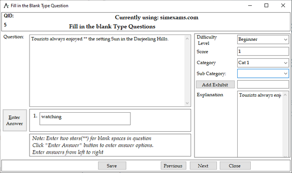 Exam engine help images