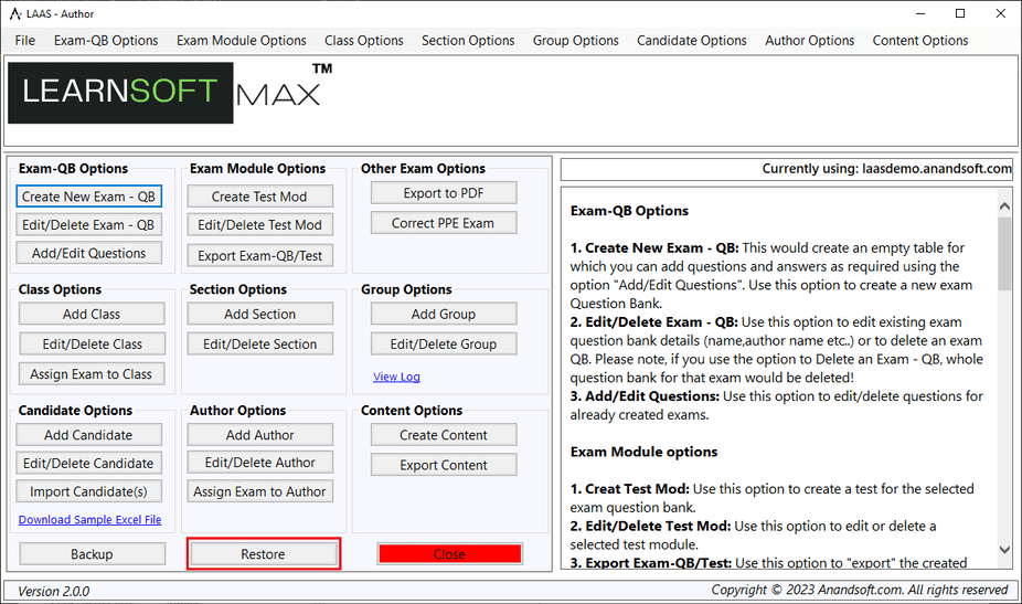 Exam engine help images