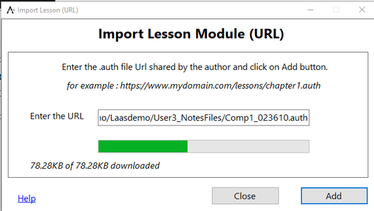 Browse/Add Test Modules(URL) screen 6