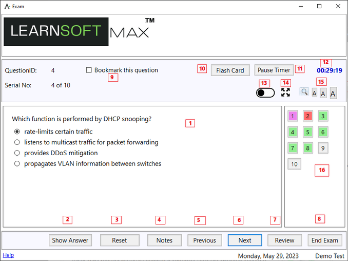 Exam screen 1