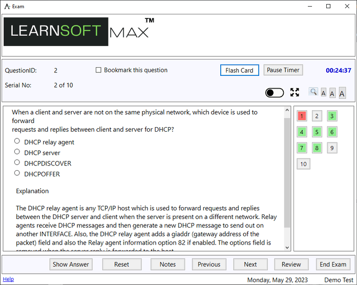 Exam screen 4