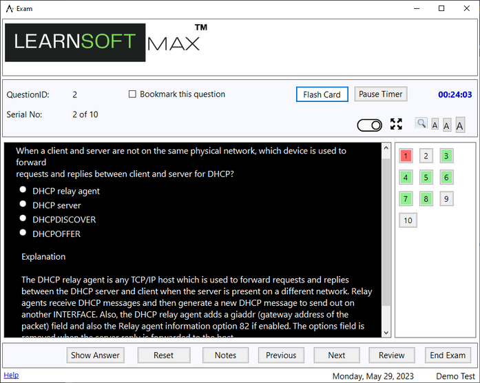 Exam screen 5