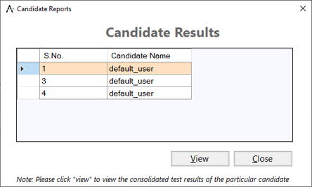 View Previous Results screen 2