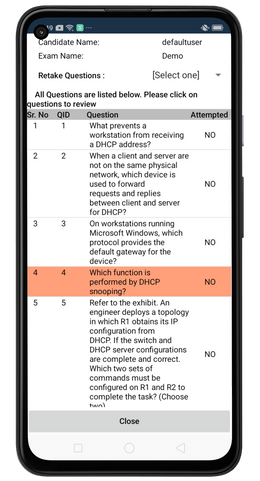 Exam screen 3