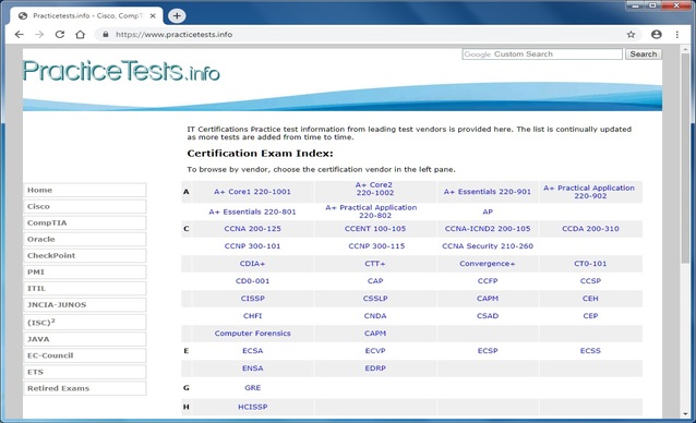 practicetests.info website